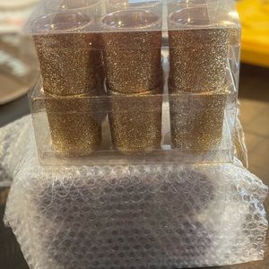 Pack of 12 gold glitter mini candle holders